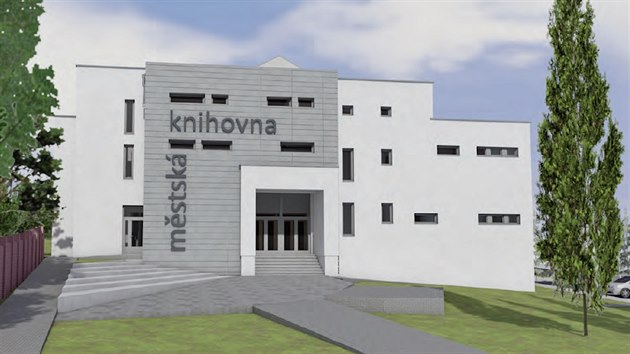 Vizualizace nov budovy mstsk knihovny v Rychnov nad Knnou.
