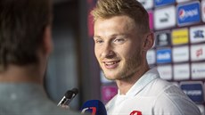 Jakub Brabec na reprezentačním srazu, kam se vrátil po roce, hovoří s novináři.... Jakub Brabec na reprezentačním srazu, kam se vrátil po roce, hovoří s novináři....