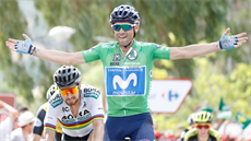 Alejandro Valverde vítězí v 8. etapě Vuelty před Petrem Saganem. Alejandro Valverde vítězí v 8. etapě Vuelty před Petrem Saganem.