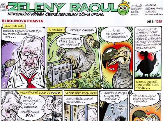 Díl Blbounova pomsta komiksu Zelený Raoul rozhoil editele idovského muzea...