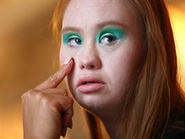 Model Madeline Stuart, who has Down's syndrome, is prepared backstage before...