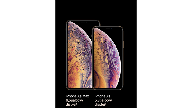 iPhone XS a XS Max v na eskch strnkch Applu v mobilnm zobrazen.