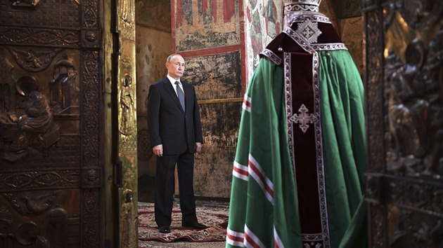 Rusk prezident Vladimir Putin a moskevsk patriarcha Kirill, nejvy pedstavitel rusk pravoslavn crkve (7. kvtna 2018)