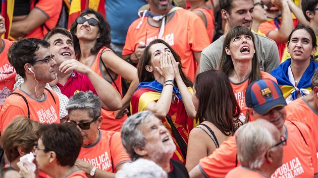 V Barcelon demonstruje zhruba milion lid za nezvislost Katalnska. Manifestace se kon u pleitosti Dne Katalnska (La Diada). (11. z 2018)