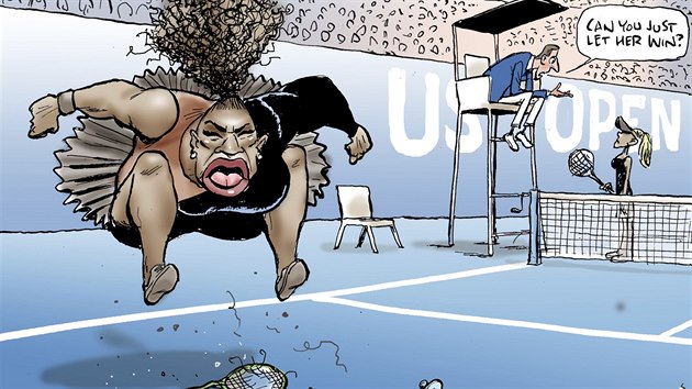 A nemete ji prost nechat vyhrt? Karikatura tenistky Sereny Williamsov od australskho kresle Marka Knighta se stala pedmtem diskus.