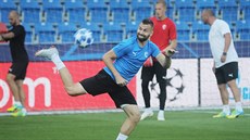 Plzeský obránce Radim ezník na tréninku ped zápasem s CSKA Moskva.