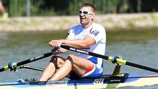 Český veslař Ondřej Synek reaguje po finálové jízdě na MS v Plovdivu. Český veslař Ondřej Synek reaguje po finálové jízdě na MS v Plovdivu.