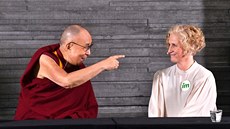 Dalajláma vystoupil na tiskové konferenci ve védském Malmö. (12. záí 2018)