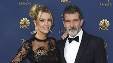 Nicole Kimpelová a Antonio Banderas na cenách Emmy (Los Angeles, 17. záí 2018)