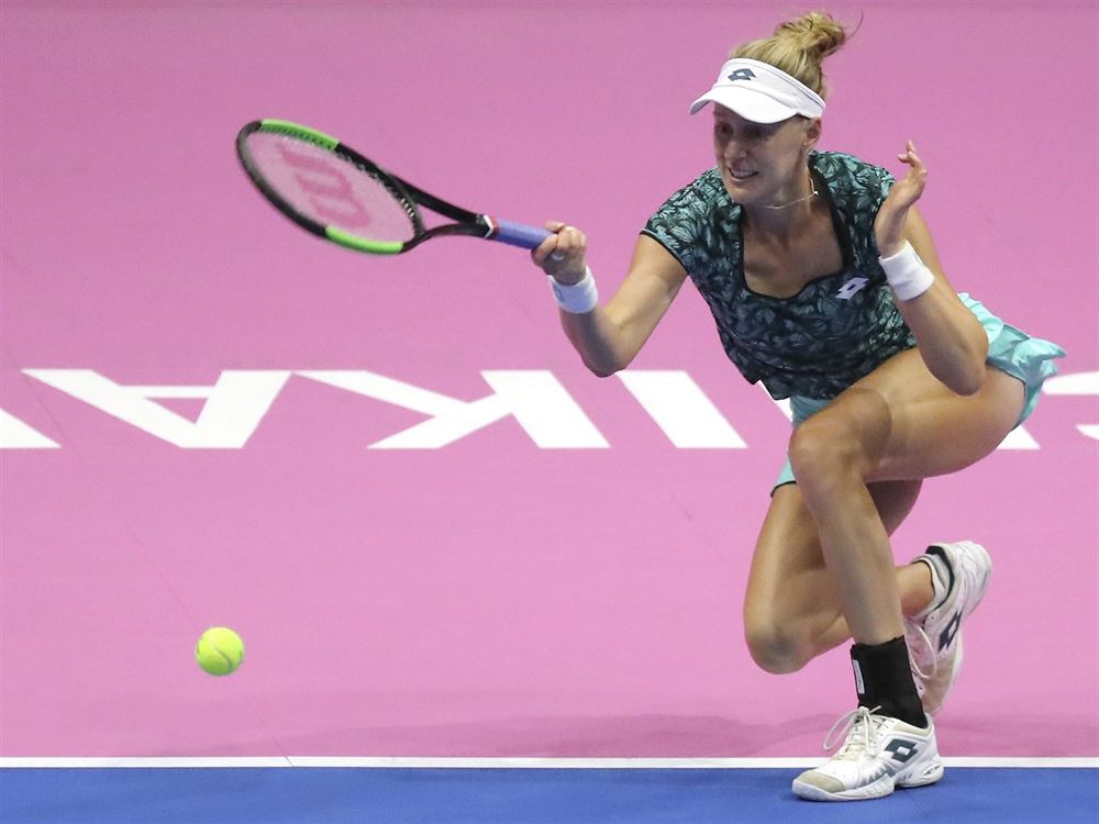 Alison Riskeová ve tvrtfinále turnaje v Tokiu.