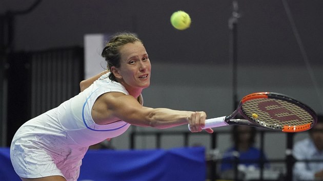 Barbora Strcov ve tvrtfinle turnaje v Tokiu.