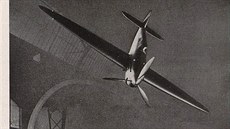 Nefunkní model budoucí stíhaky Avia B.35 v mítku 1:1 vystavený na Národní...