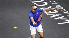 Roger Federer v utkání Laver Cupu. Roger Federer v utkání Laver Cupu.