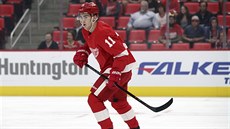 Český útočník ve službách Detroitu Filip Zadina během přípravného duelu před... Český útočník ve službách Detroitu Filip Zadina během přípravného duelu před...