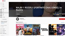 Herní podstránka YouTube. Herní podstránka YouTube.