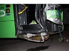 Linkov autobus, kter ukradli a nabourali mladci v Krupce.