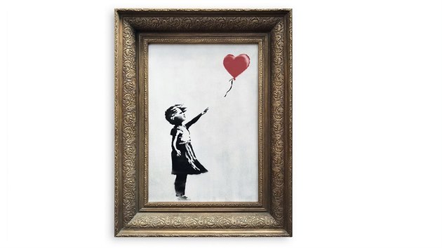 Banksyho dlo Dvka s ervenm balonkem
