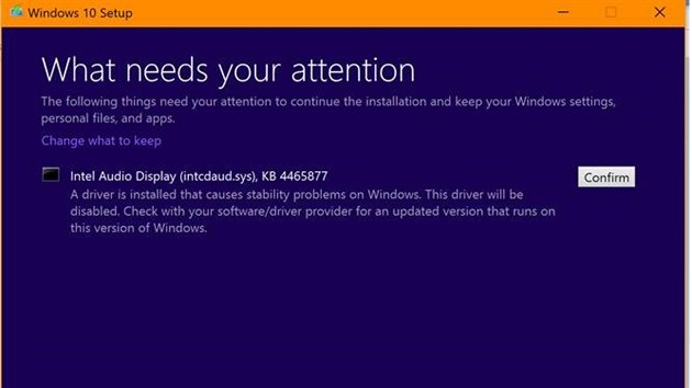 Chybová hláka o Intel Display Audio pi instalaci  Windows 10 October 2018...