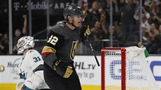 Tomáš Nosek z Vegas oslavuje svůj gól, překonal Martina Jonese ze San Jose. Tomáš Nosek z Vegas oslavuje svůj gól, překonal Martina Jonese ze San Jose.