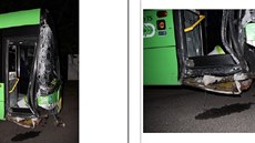 Linkový autobus, který ukradli a nabourali mladíci v Krupce. Linkový autobus, který ukradli a nabourali mladíci v Krupce.
