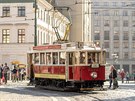 Vyhlídková jízda starou tramvají na Náměstí Republiky. Vyhlídková jízda starou tramvají na Náměstí Republiky.