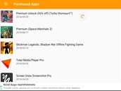 Aplikace Purchased Apps vám ukáže přehled vašich nákupů v Obchodě Play.