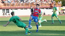 Pavel Bucha z Plzně v pohárovém utkání ve Vyškově. Pavel Bucha z Plzně v pohárovém utkání ve Vyškově.