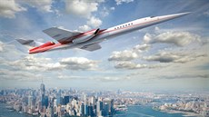 Nadzvukový letoun Aerion AS2 v simulaci na New Yorkem. Nadzvukový letoun Aerion AS2 v simulaci na New Yorkem.