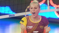 Liberecká volejbalistka Simona Kopecká se raduje. Liberecká volejbalistka Simona Kopecká se raduje.