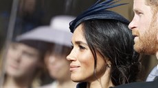 Vévodkyn Meghan a princ Harry na svatb Jacka Brooksbanka princezny Eugenie...