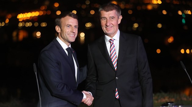 Francouzsk prezident Emmanuel Macron se setkal s eskcm premirem Andrejem Babiem (26. jna 2018).