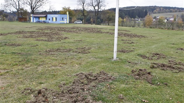 Z fotbalovho hit ve Smrn na Jihlavsku udlali divoci oranit. Nkter vyryt brzdy jsou i destky centimetr hlubok.