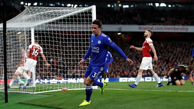 Ben Chilwell z Leicesteru krtce pot, co vstelil gl Arsenalu.