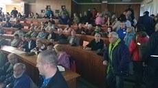 Velká aula stavební průmyslovky v Resslově ulici v Českých Budějovicích byla... Velká aula stavební průmyslovky v Resslově ulici v Českých Budějovicích byla...