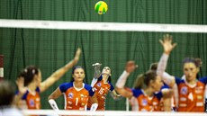 Volejbalistka Olomouce Veronika Strušková na podání v utkání Ligy mistryň proti... Volejbalistka Olomouce Veronika Strušková na podání v utkání Ligy mistryň proti...