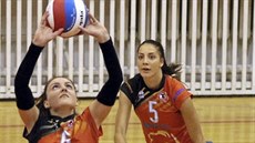 Ostravská volejbalistka Petra Kašparová ve pohárovém utkání s Olympem Praha... Ostravská volejbalistka Petra Kašparová ve pohárovém utkání s Olympem Praha...