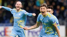 ROZHODNUTO Jevgenij Postnikov z Astany se raduje, práv vstelil gól Jablonci v...
