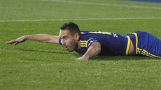 Jihlavský fotbalista Lukáš Zoubele oslavuje svou trefu proti Ústí. Jihlavský fotbalista Lukáš Zoubele oslavuje svou trefu proti Ústí.