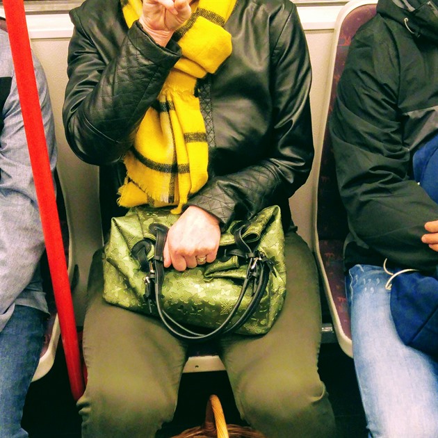 Na metru B dnes v podvečer potkám energetickou dámu, která nese plný košík nasbíraných hub.