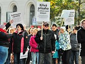 Demonstrace proti Andreji Babiovi na Malinovskho nmst v Brn.