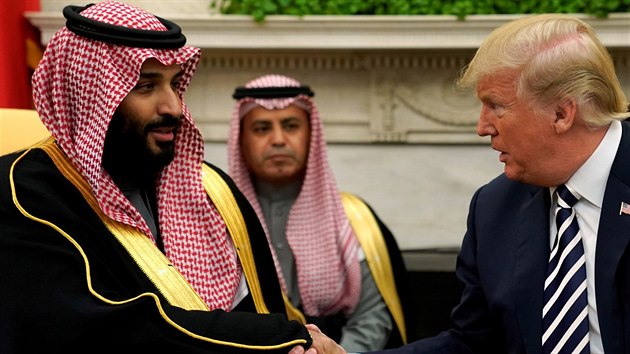 Sadskoarabsk korunn princ Muhammad bin Salmn (vlevo) a americk prezident Donald Trump (vpravo, 20. bezna 2018)