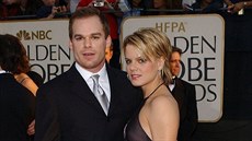 Michael C. Hall a Amy Spangerová na udílení cen Zlaté glóby (Los Angeles, 19....