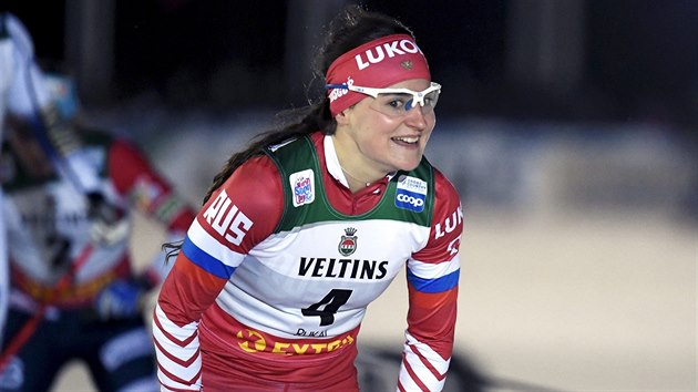 Julia Blorukovov po vtzstv ve sprintu v Ruce.