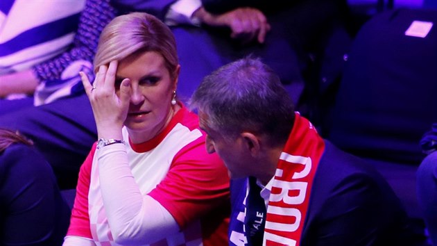 Chorvatsk prezidentka Kolinda Grabarov-Kitaroviov pihl finle Davis Cupu.