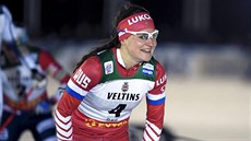 Julia Blorukovová po vítzství ve sprintu v Ruce.