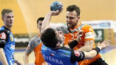 Momentka z házenkářského duelu Plzeň - Nové Veselí (modrá). Momentka z házenkářského duelu Plzeň - Nové Veselí (modrá).