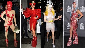 Módní ábel: Lady Gaga v mase i prezervativu