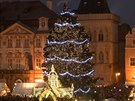 Na Staromstskm nmst v Praze se rozsvtil vnon strom. (1. prosince 2018)