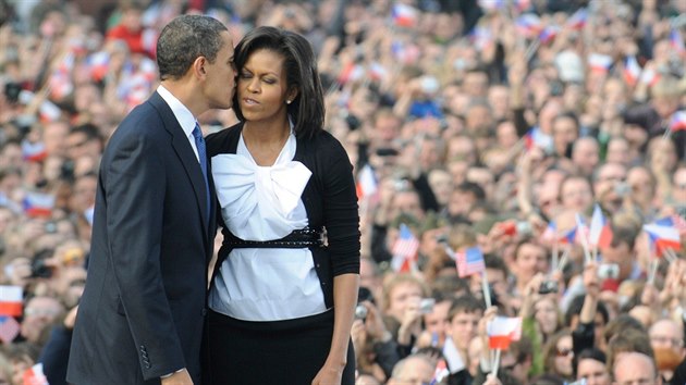 Barack Obama a Michelle Obamov na nvtv Prahy