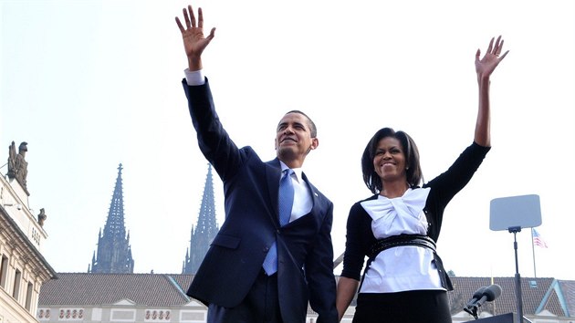 Barack Obama a Michelle Obamov na nvtv v Praze